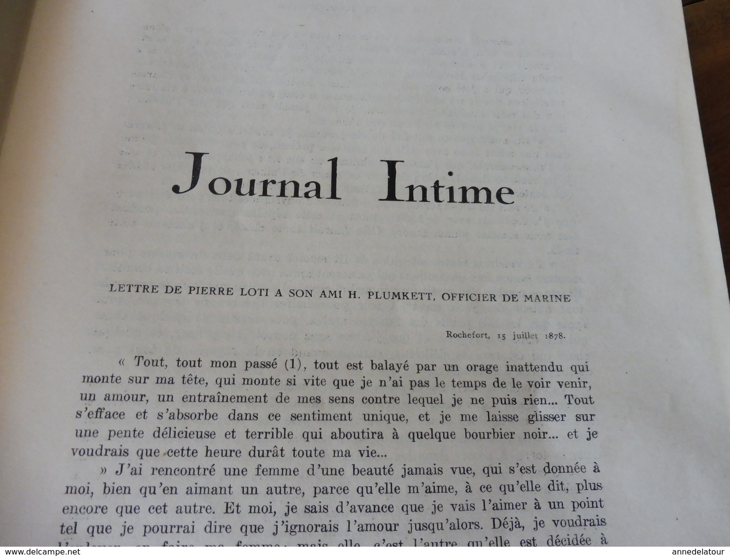 JOURNAL INTIME (Pierre Loti)  publié par son fils Samuel Viaud   (année 1924) document I et II ...à suivre