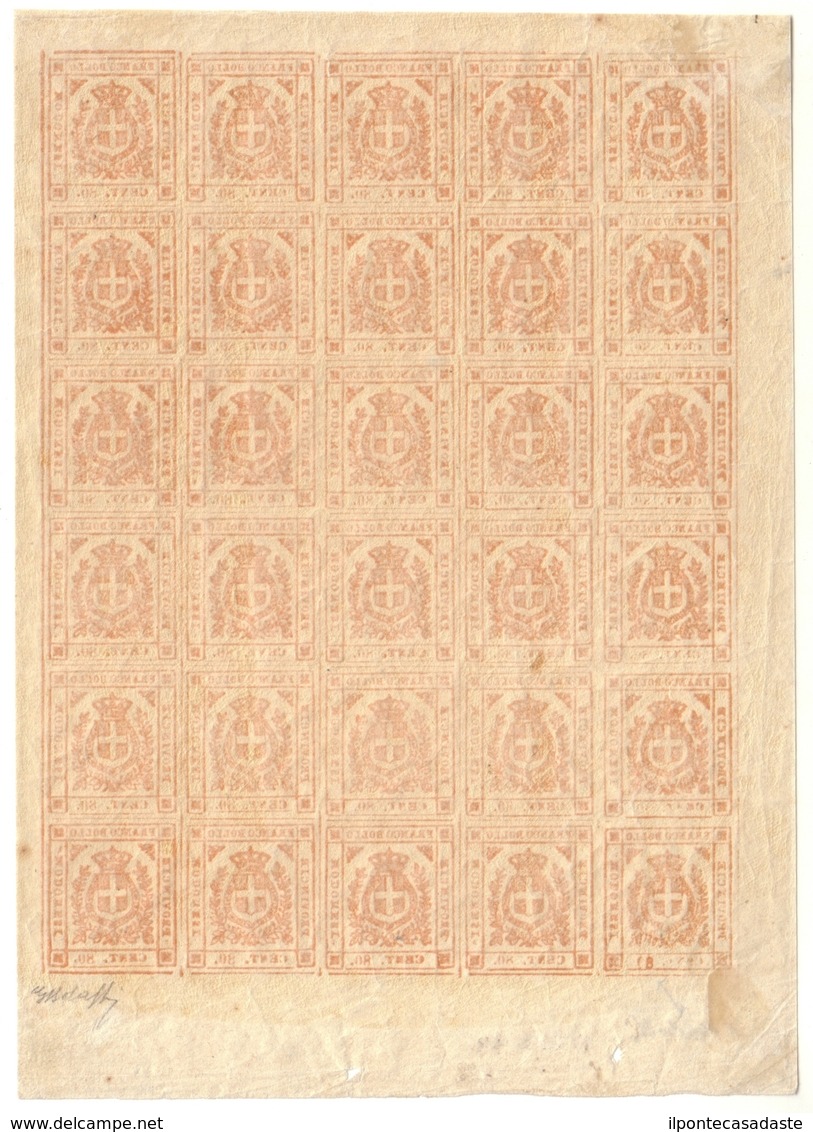 MNH/MH ) MODENA 1859 | Governo Provvisorio. | 80c. Bistro Arancio, Blocco Di 30 Esemplari Corrispondente Ad - Modena