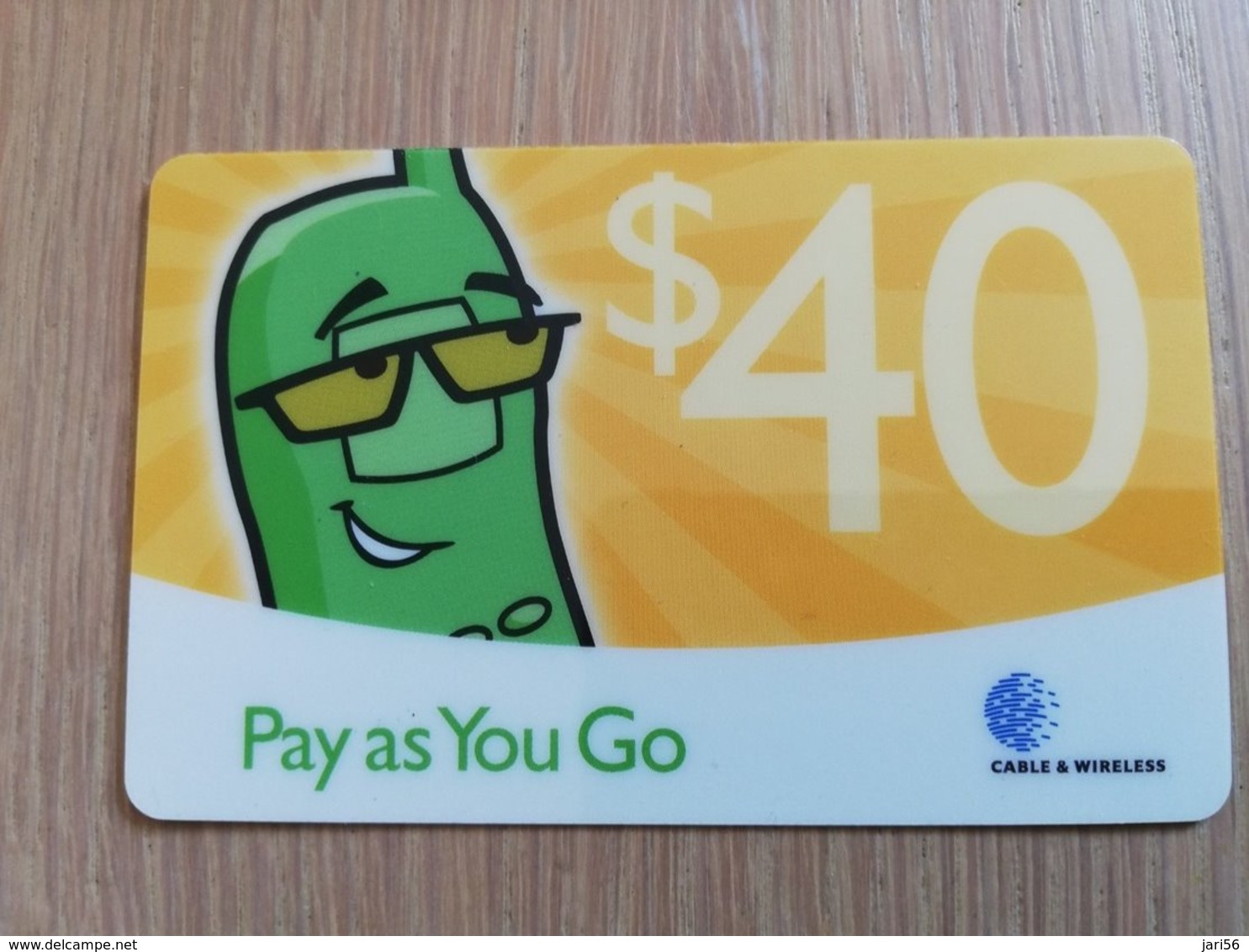 ST VINCENT & GRENADINES   $ 40 PAY AS YOU GO  YELLOW THICK  Prepaid   Fine Used  Card  **2164 ** - St. Vincent & The Grenadines