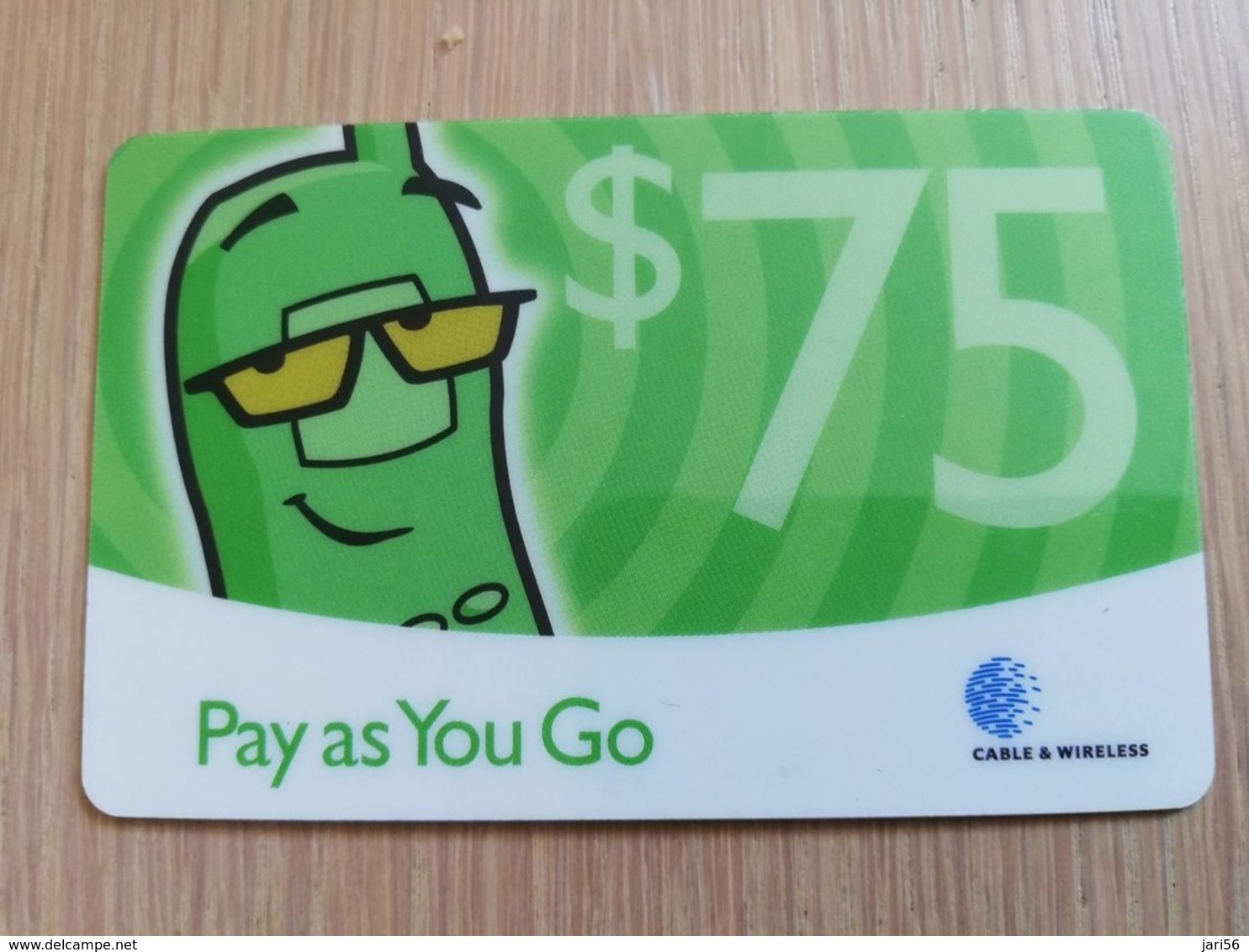 ST VINCENT & GRENADINES   $ 75 PAY AS YOU GO  GREEN  THICK  Prepaid   Fine Used  Card  **2165 ** - St. Vincent & Die Grenadinen
