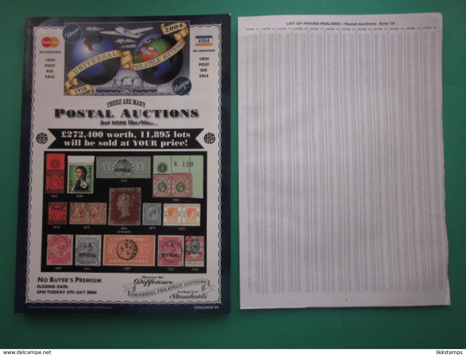 UNIVERSAL PHILATELIC AUCTIONS CATALOGUE FOR SALE No.14 On TUESDAY 6th JULY 2004 #L0170 - Cataloghi Di Case D'aste