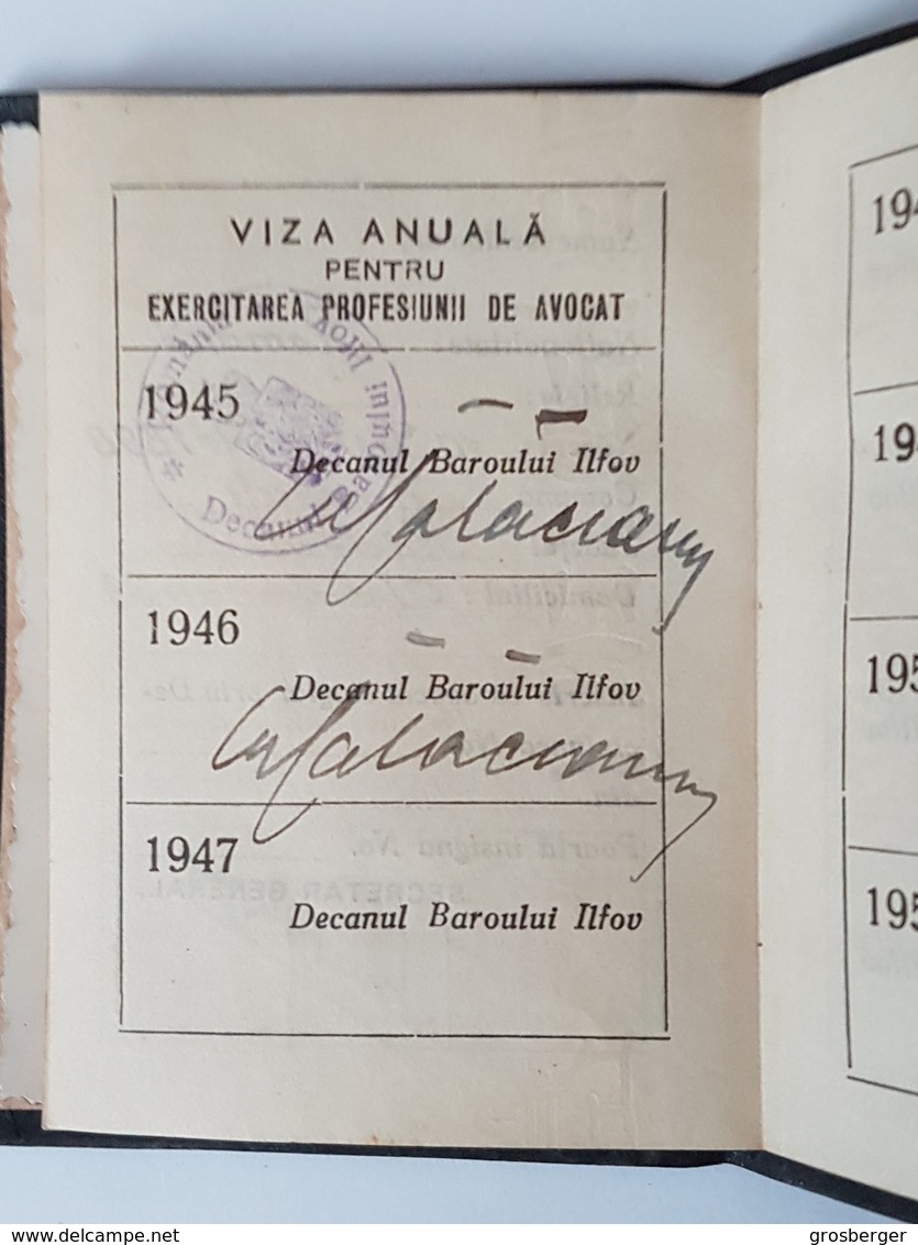 Judaica Romanian Jewish Lawyer Id Book Juif Juive 1945 Rare W. Photo Judaika - Documents Historiques