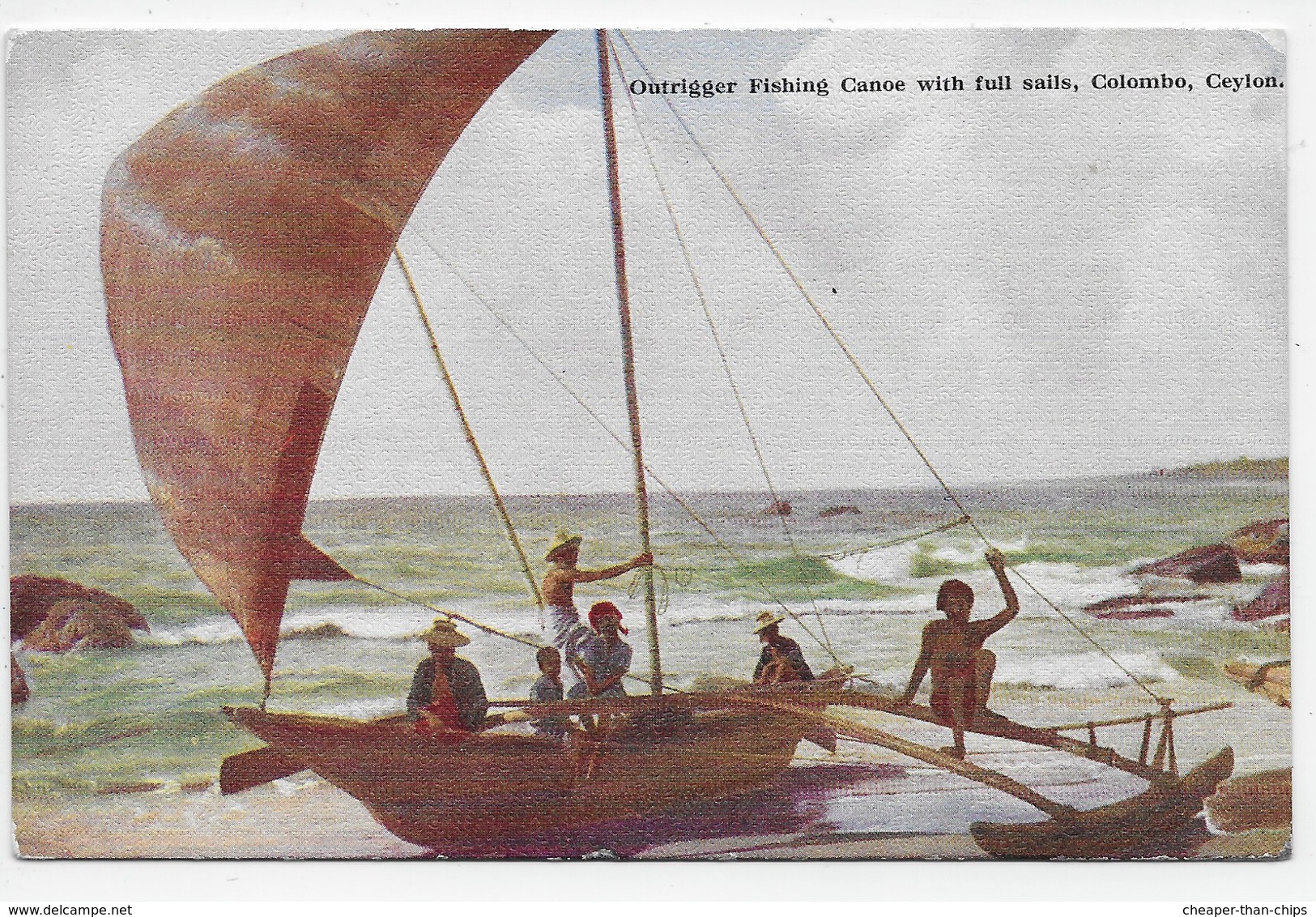 COLOMBO - Outrigger Fishing Canoe With Full Sails - Plate 77 - Sri Lanka (Ceylon)