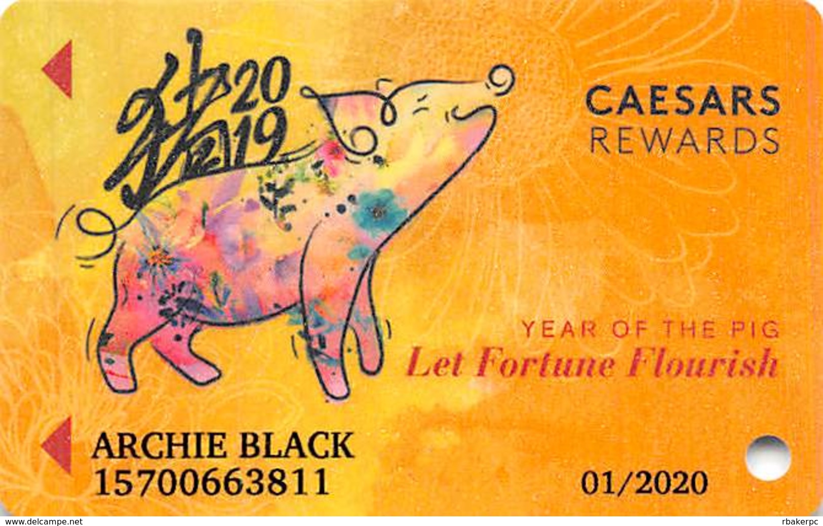 Caesars Rewards Year Of The Pig @2019 Slot Card - Carte Di Casinò