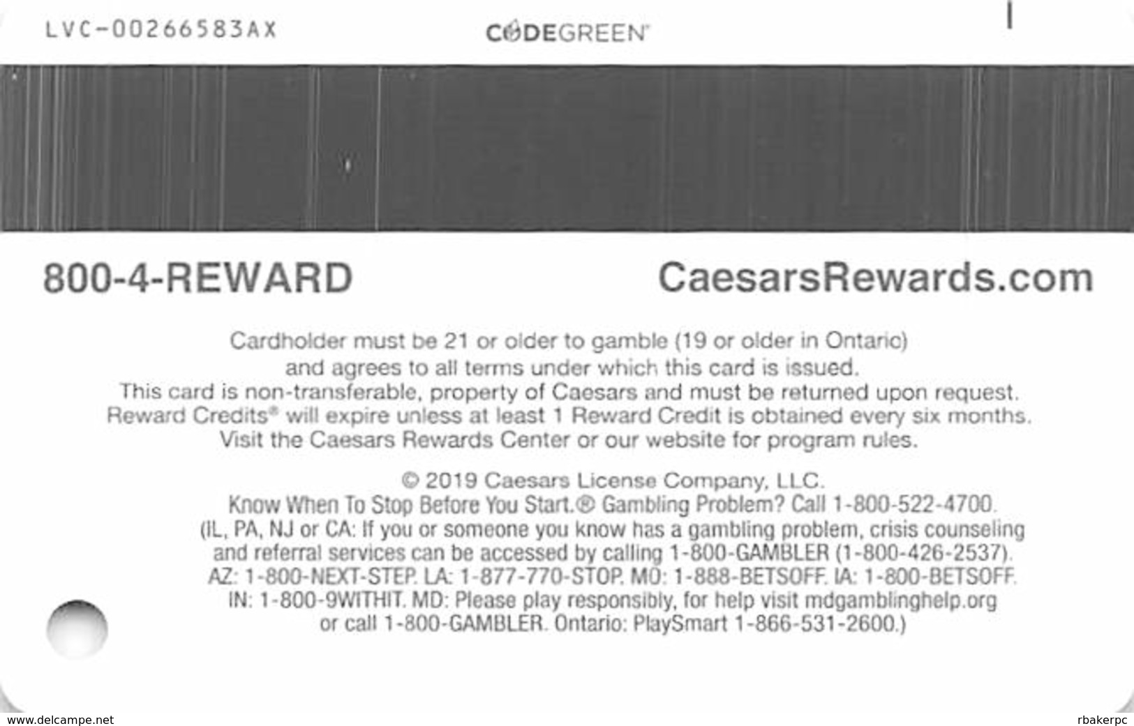 Caesars Rewards Year Of The Pig @2019 Slot Card - Carte Di Casinò