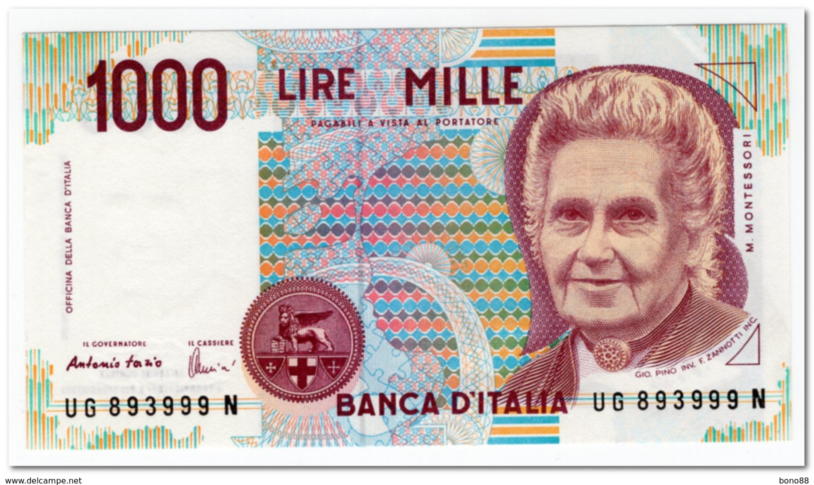 ITALY,1000 LIRE,1990,P.114,UNC - 1000 Liras