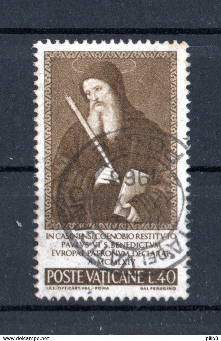 VATICANO :  San Benedetto Patrono D'Europa - £ 40  Usato   Del   2.07.1965 - Used Stamps