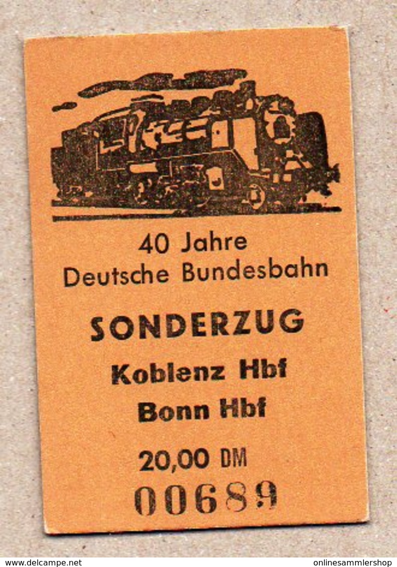 BRD - Pappfahrkarte Eisenbahn Train -  40 J. Bundesbahn - Sonderzug Koblenz - Bonn - Europa