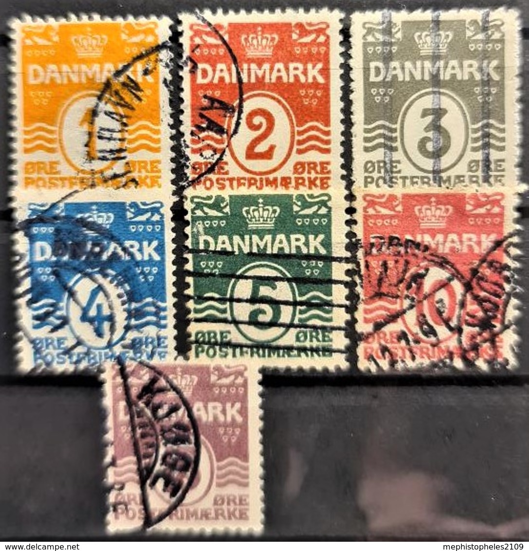 DENMARK 1905/17 - Canceled - Sc# 57, 58, 59, 60, 61, 62, 63 - Used Stamps