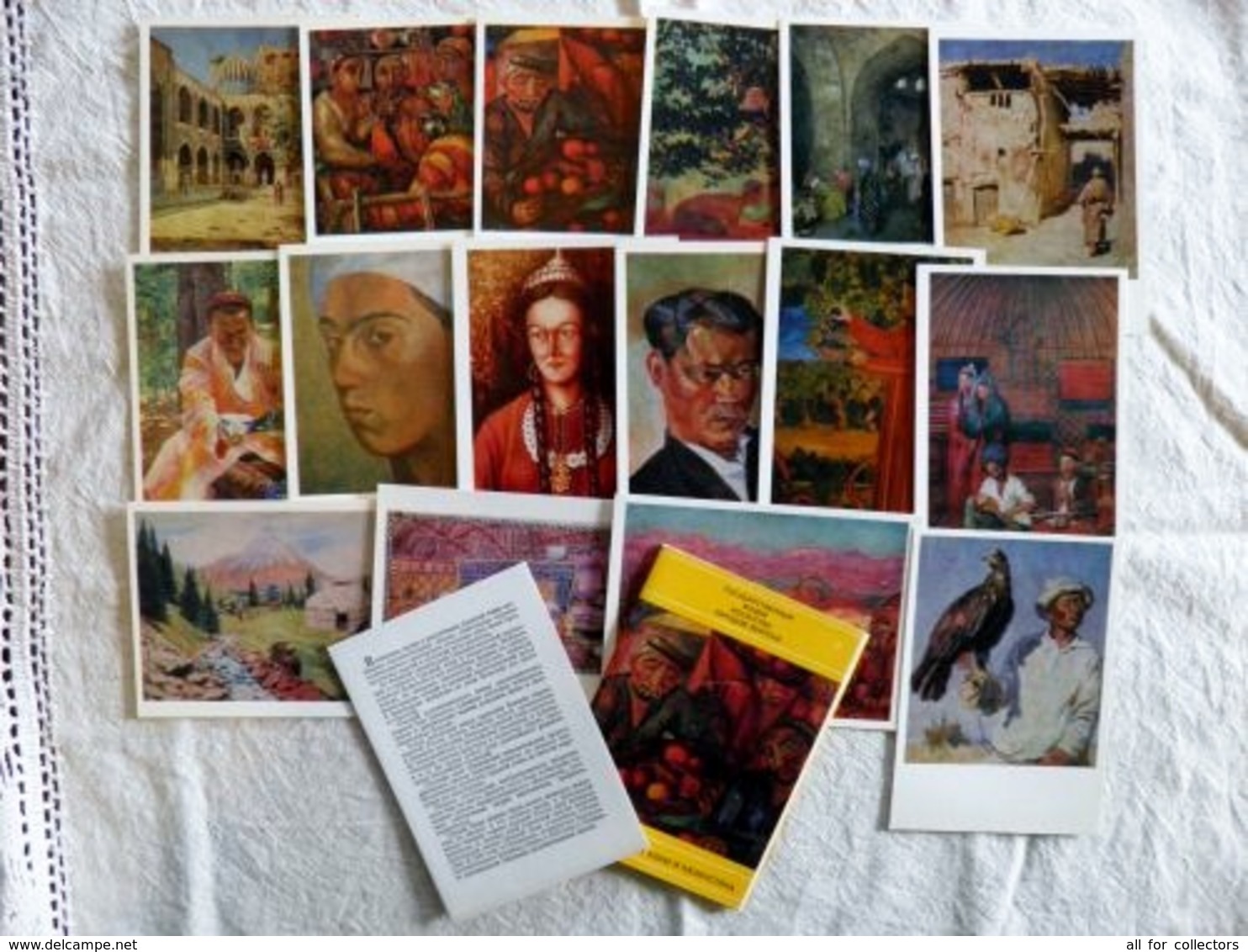 Full Complecte Of 16 Post Cards Ussr 1975 Kazakhstan Art Painting Middle Asia - Kazachstan