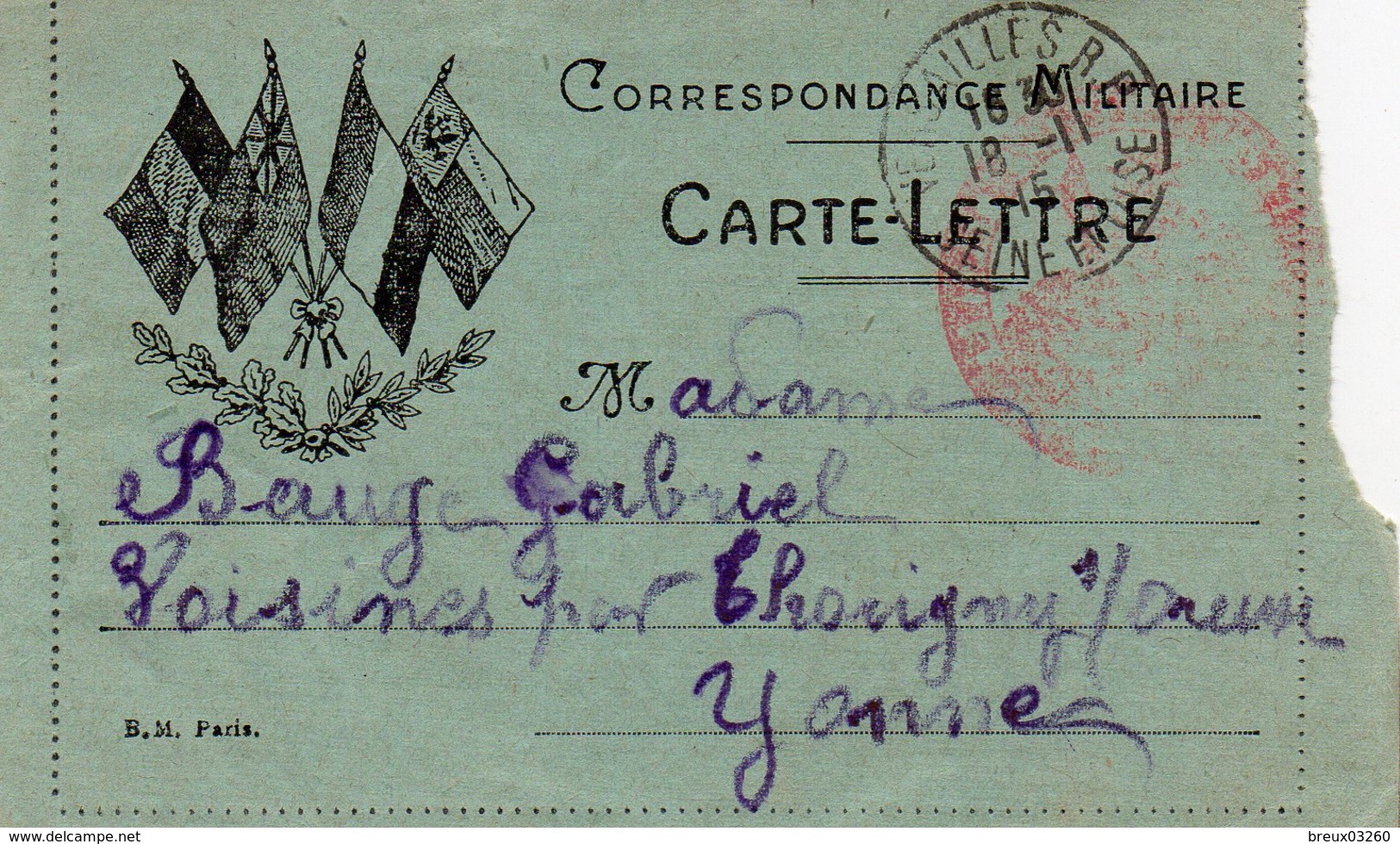 CL-  "Correspondance Militaire "- 4 Drapeaux - - 1. Weltkrieg 1914-1918