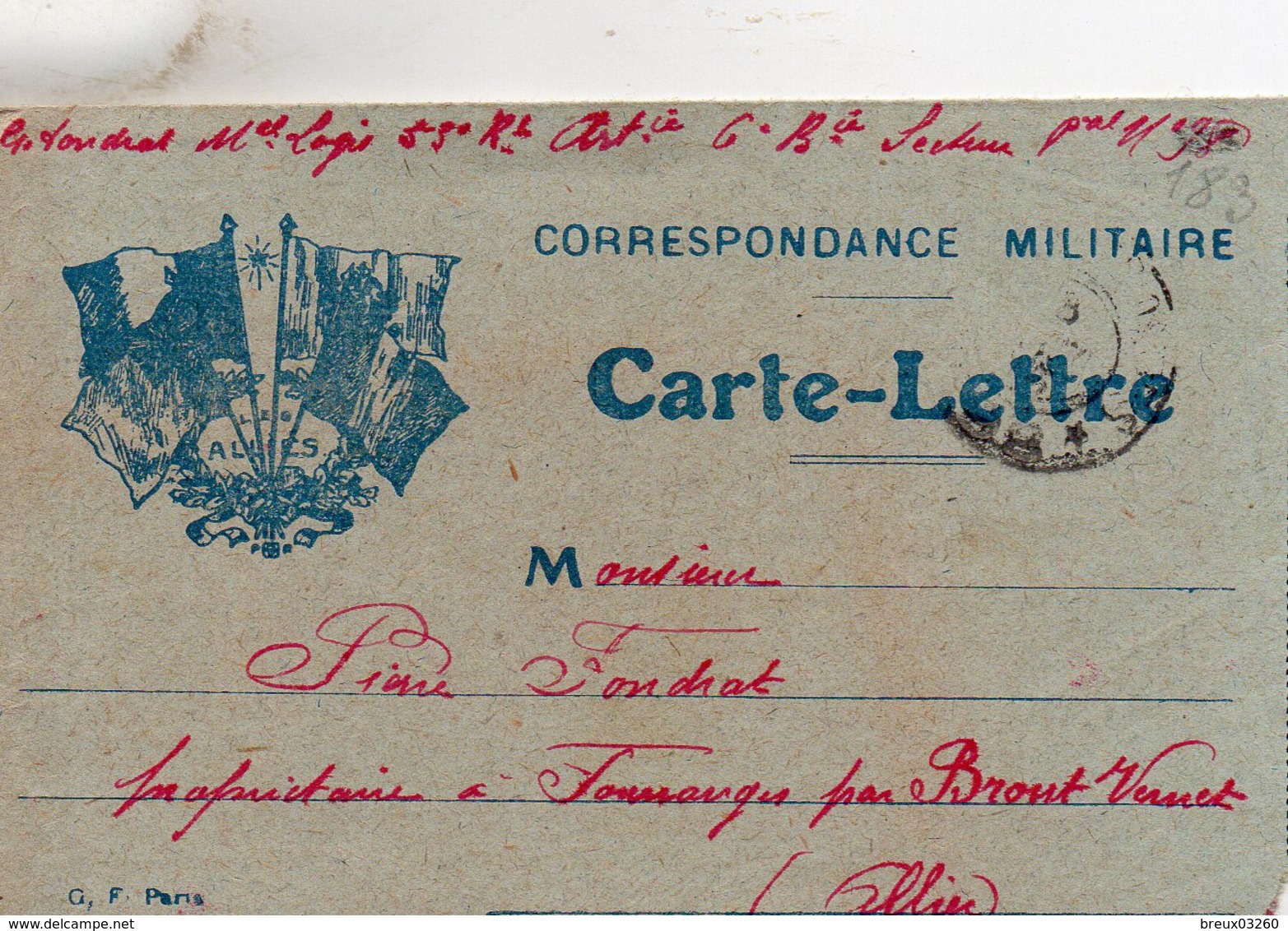 CL-  "  Correspondance Militaire  "- 4 Drapeaux - - Guerra De 1914-18