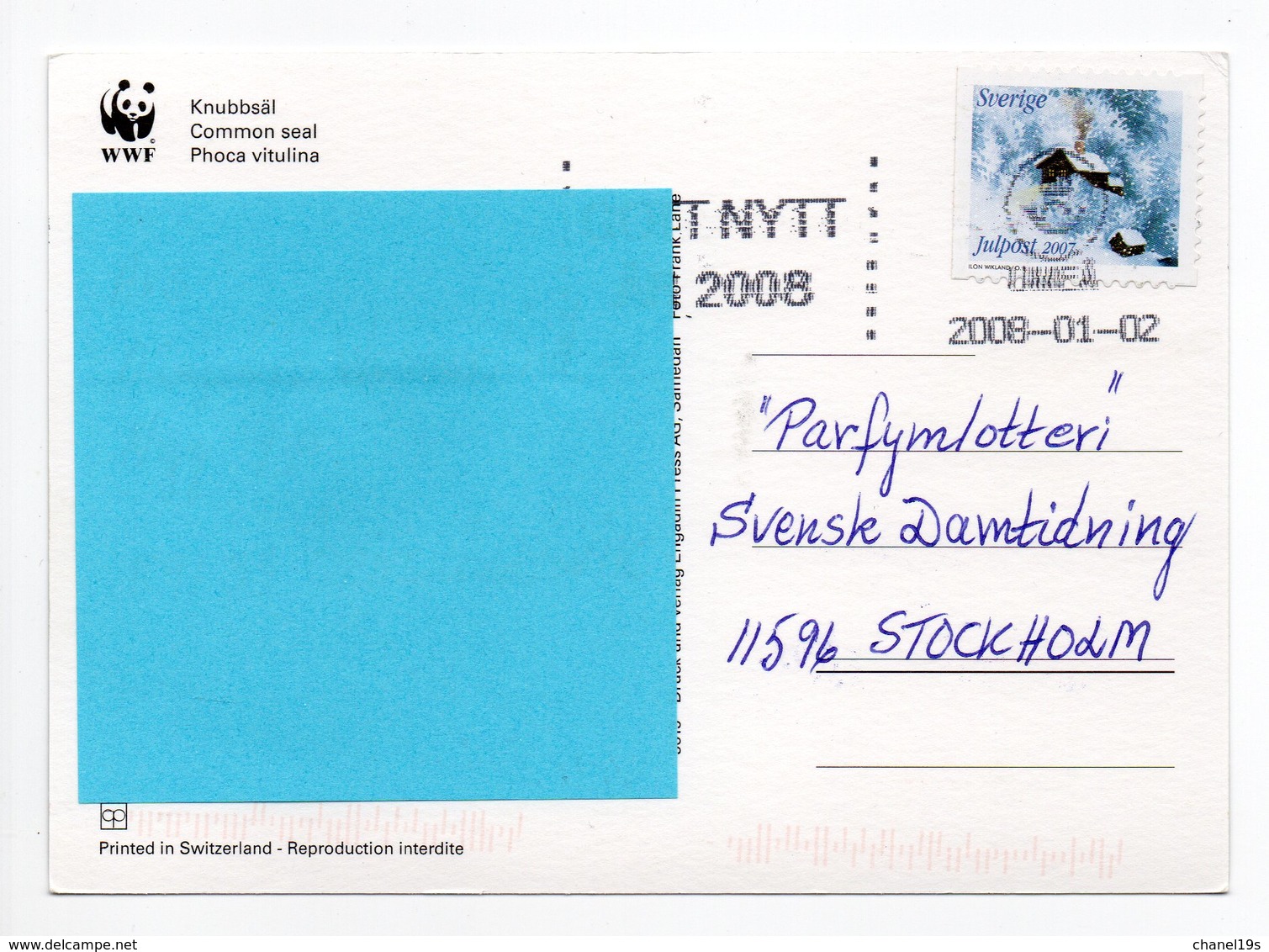 POSTCARD - ANIMALS - SEAL - USED - 2008 - SWEDEN - WWF - PANDA LOGO  Backside - Autres & Non Classés