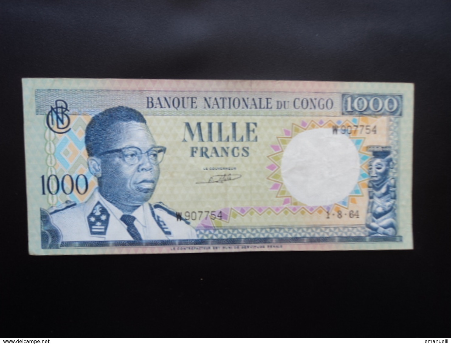 RÉPUBLIQUE DÉMOCRATIQUE DU CONGO * : 1000 FRANCS  1.8.1964     P 8a      TTB+ - República Democrática Del Congo & Zaire