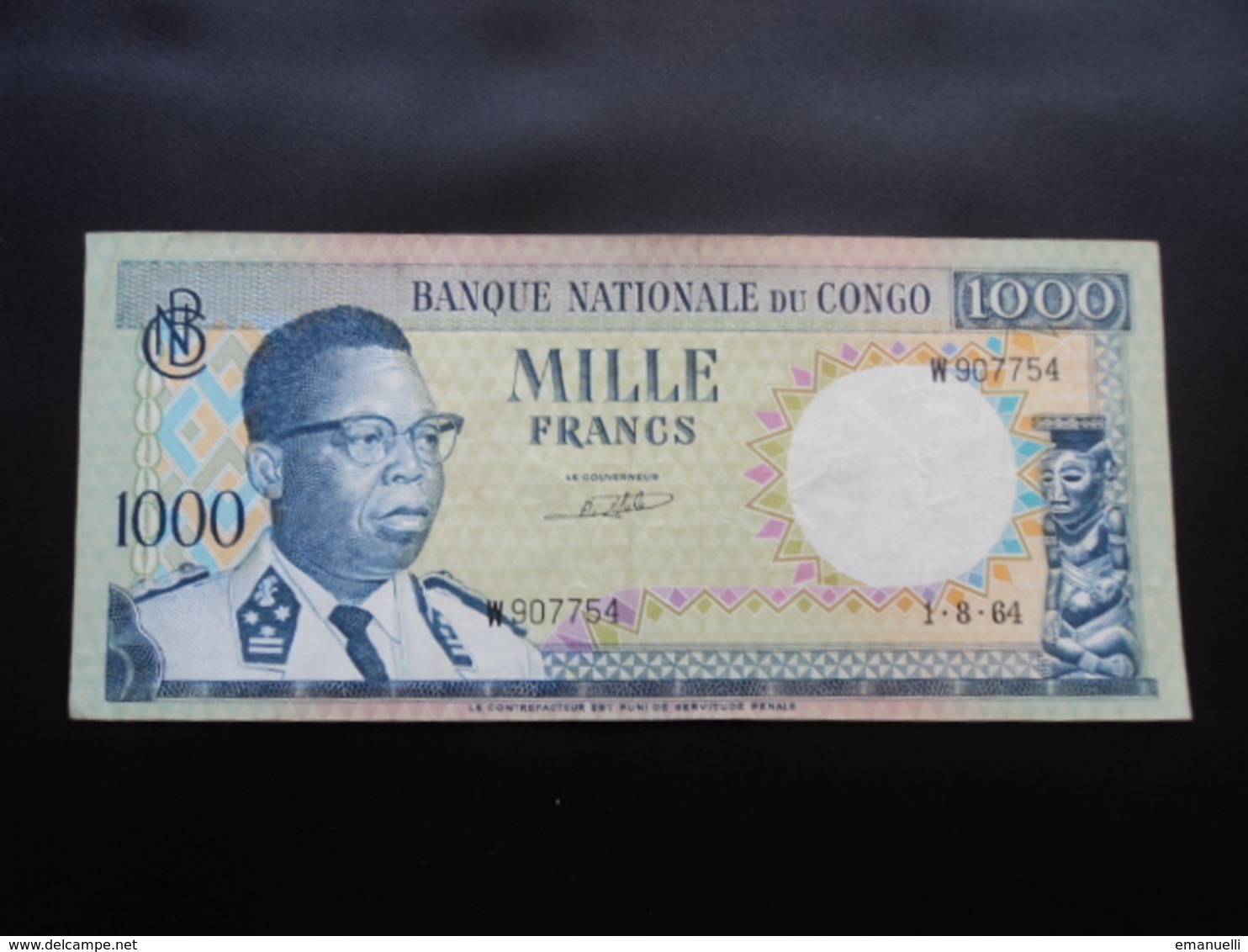 RÉPUBLIQUE DÉMOCRATIQUE DU CONGO * : 1000 FRANCS  1.8.1964     P 8a      TTB+ - Democratic Republic Of The Congo & Zaire