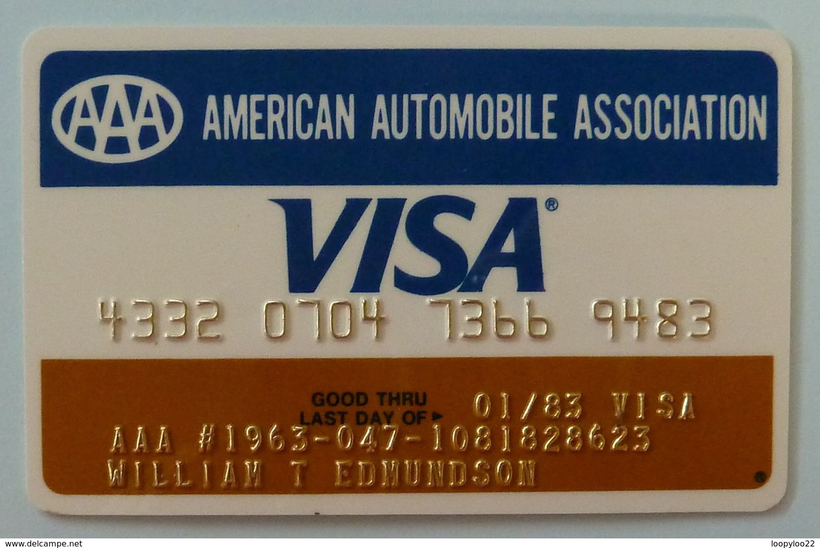 USA - VISA - AAA - American Automobile Association - 01/83 - Used - Carte Di Credito (scadenza Min. 10 Anni)