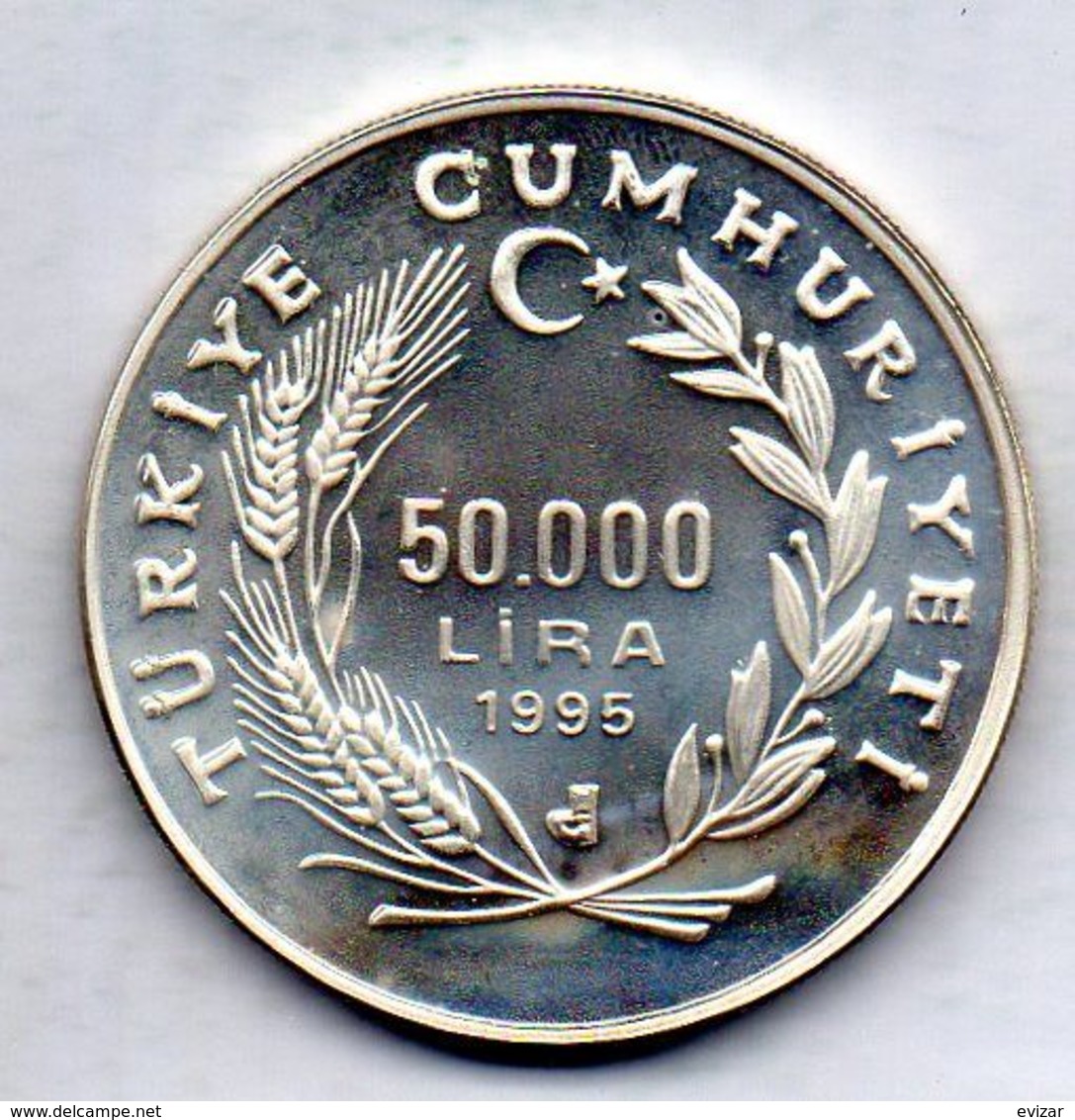 TURKEY, 50.000 Lira, Silver, Year 1995, KM #1045 - Turkije