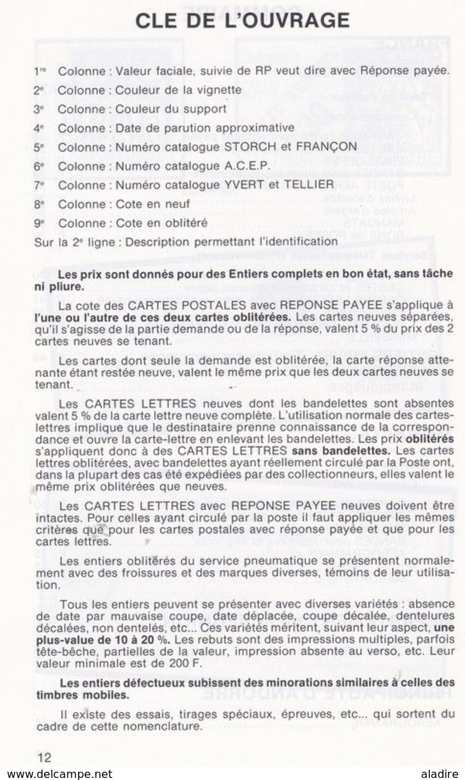 Jean-François BRUN - 1986 - Nomenclature Des Entiers Postaux Officiels De France Et De Monaco - Entiers Postaux