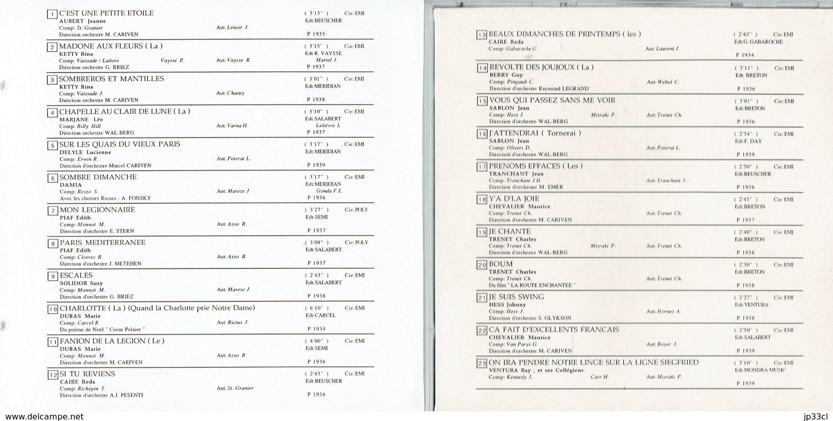 Anthologie de la chanson française enregistrée (années 1910/45) Collection complète de 6 CD