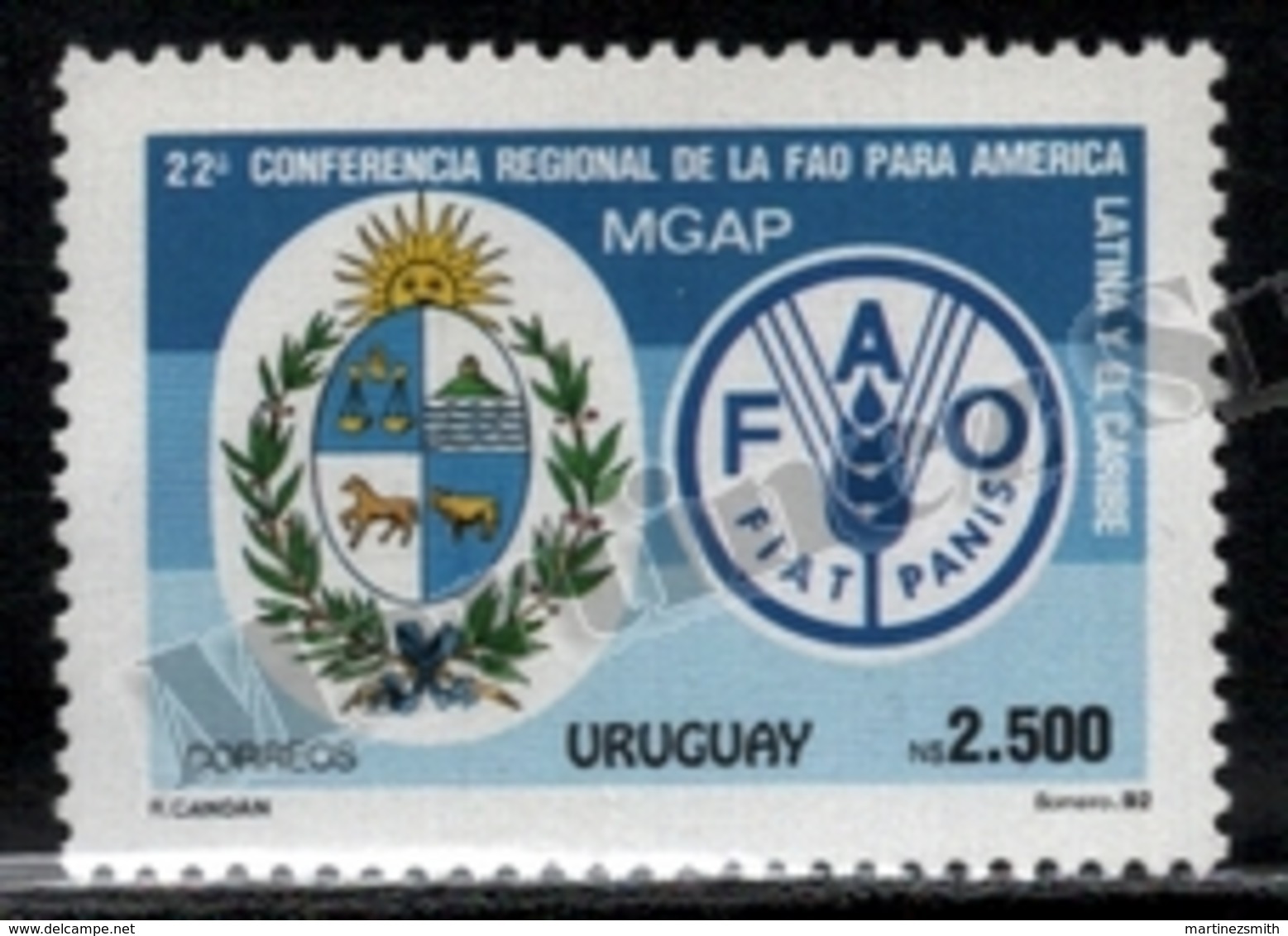 Uruguay 1992 Yvert 1405, Health. Events. 22nd FAO Regional Conference, Logo - MNH - Uruguay