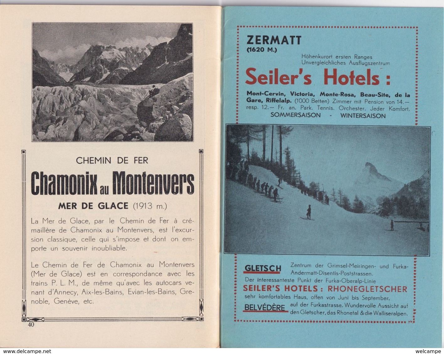 OLD BROCHURE - LEAFLET - SWITZERLAND -   MARTIGNY - CHAMONIX - 40 PAGES -  11 X 17 CM