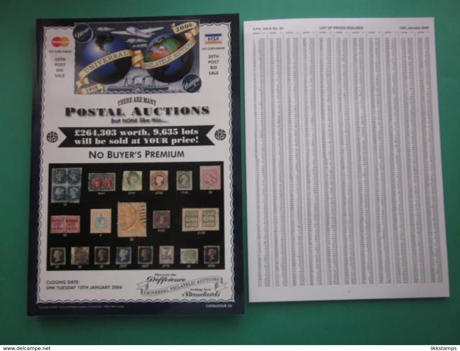 UNIVERSAL PHILATELIC AUCTIONS CATALOGUE FOR SALE No.20 On TUESDAY 10th JANUARY 2006 #L0176 - Catalogues De Maisons De Vente