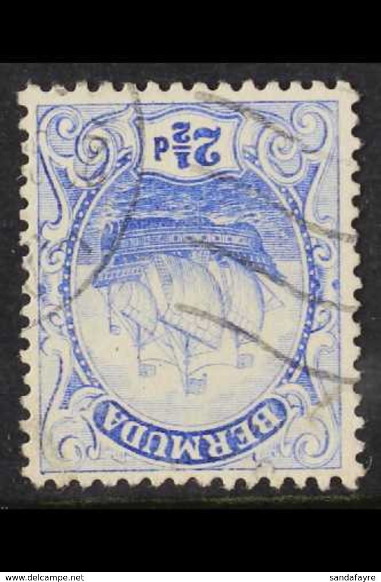 1912 VARIETY. 2½d Blue Ship, Watermark "INVERTED & REVERSED" Variety, SG 48y, Fine Used. A Seldom Seen Stamp! For More I - Bermudas