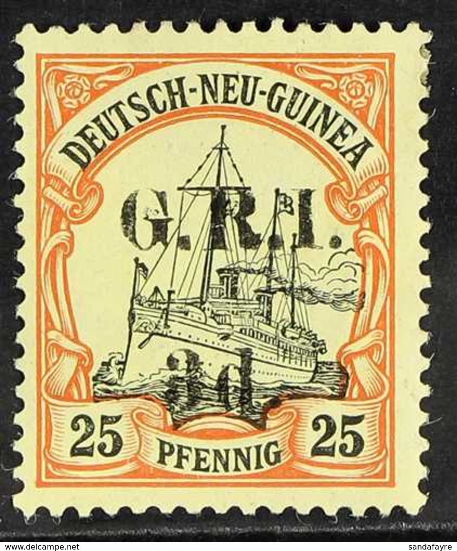 1914-15 3d On 25pf Black And Red / Yellow Germ. New Guinea With 5mm Surcharge Spacing, SG 22, Very Fine Mint. For More I - Papouasie-Nouvelle-Guinée