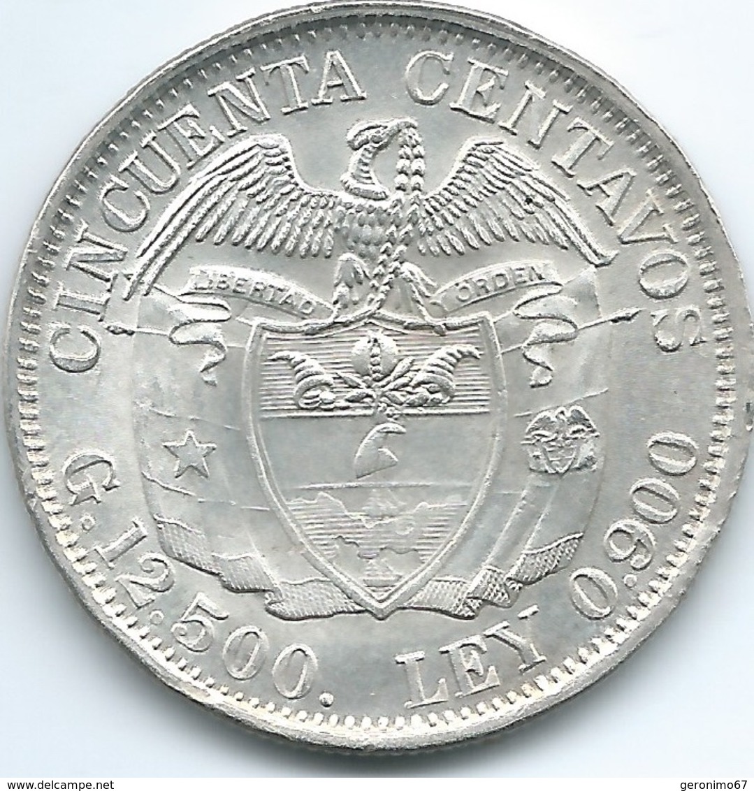 Colombia - 1932 M - 50 Centavos - KM193.2 - UNC - Colombia