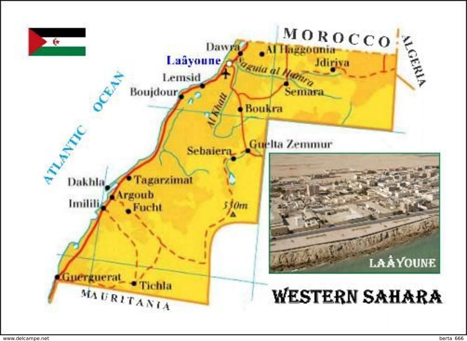 Western Sahara Map New Postcard Westsahara Landkarte AK - Sahara Occidental