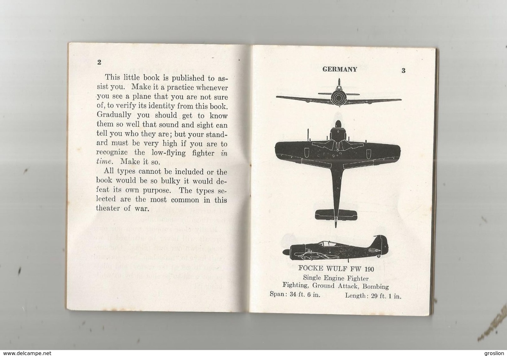 AIRCRAFT RECOGNITION GUIDE WAR DEPARTMENT 1943 FOR US SOLDIERS.LIVRET 1943 POUR SOLDATS U S DE RECONNAISSANCE AVIONS - US-Force