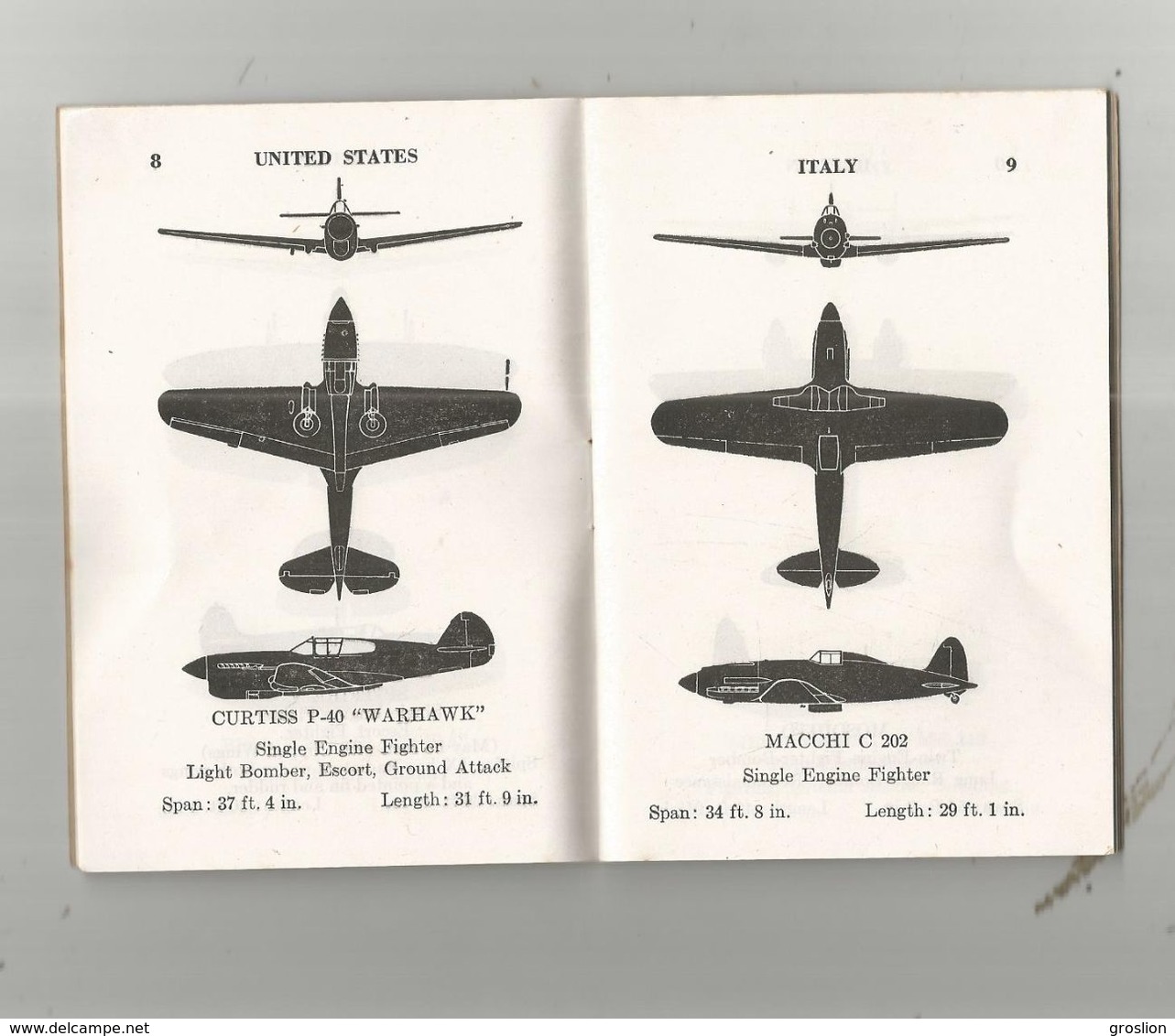 AIRCRAFT RECOGNITION GUIDE WAR DEPARTMENT 1943 FOR US SOLDIERS.LIVRET 1943 POUR SOLDATS U S DE RECONNAISSANCE AVIONS