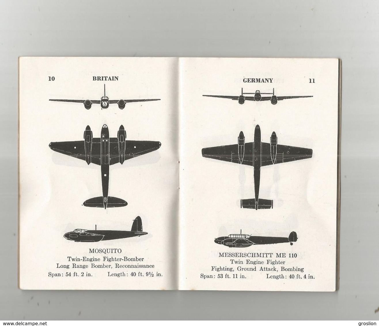 AIRCRAFT RECOGNITION GUIDE WAR DEPARTMENT 1943 FOR US SOLDIERS.LIVRET 1943 POUR SOLDATS U S DE RECONNAISSANCE AVIONS