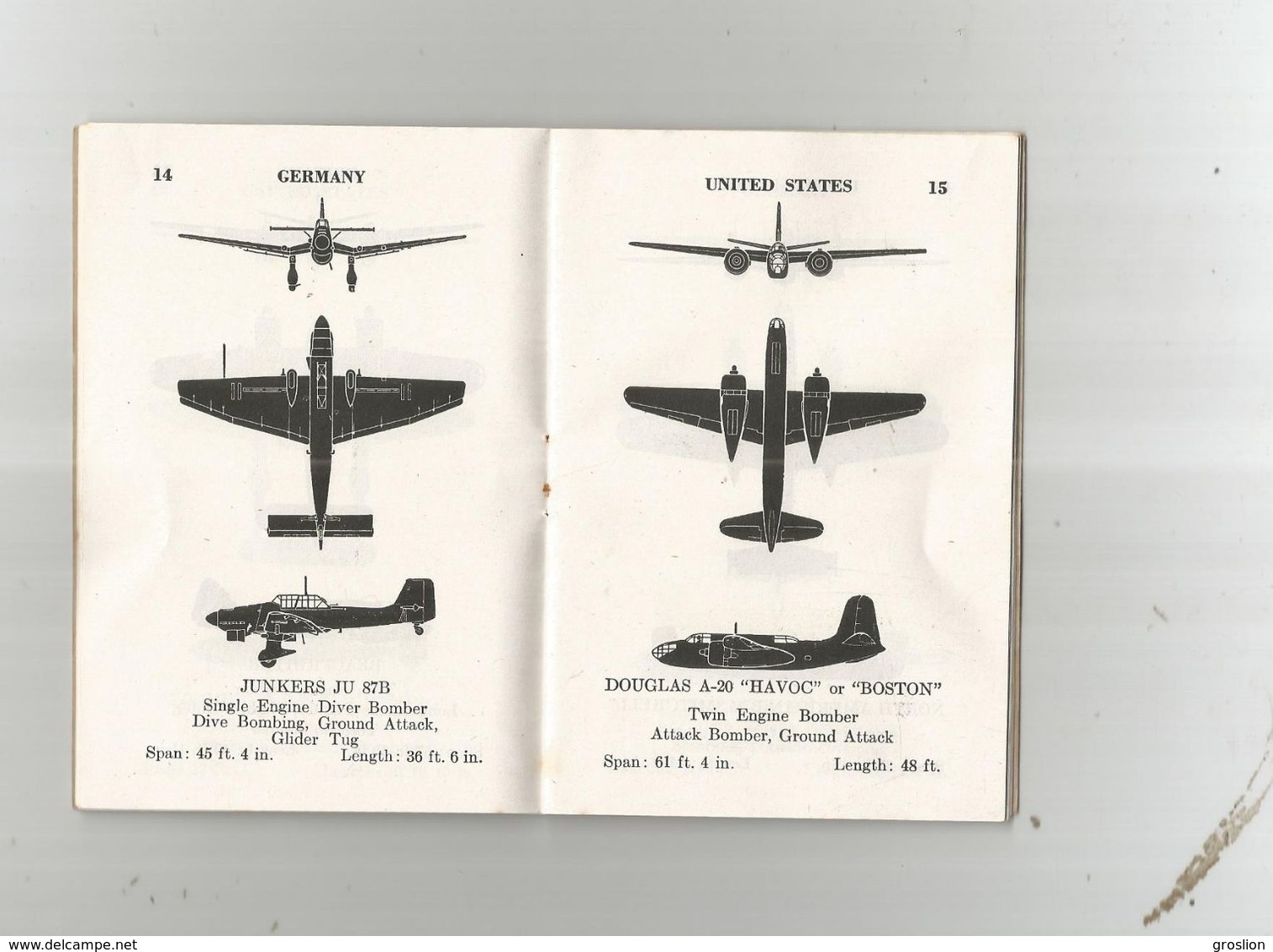 AIRCRAFT RECOGNITION GUIDE WAR DEPARTMENT 1943 FOR US SOLDIERS.LIVRET 1943 POUR SOLDATS U S DE RECONNAISSANCE AVIONS