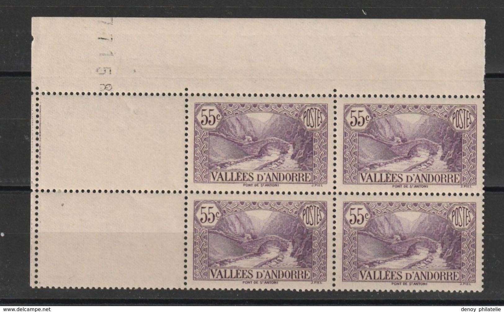 Andorre N° 66 Sans Charniére ** En Bloc De Quatre Coins De Feuille - Unused Stamps