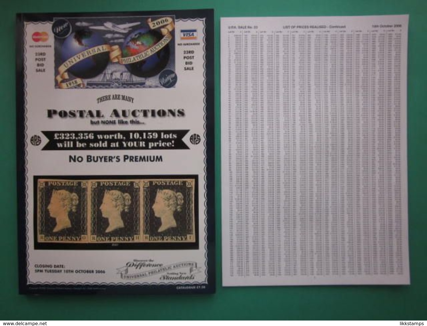 UNIVERSAL PHILATELIC AUCTIONS CATALOGUE FOR SALE No.23 On TUESDAY 10th OCTOBER 2006 #L0179 - Catalogues De Maisons De Vente