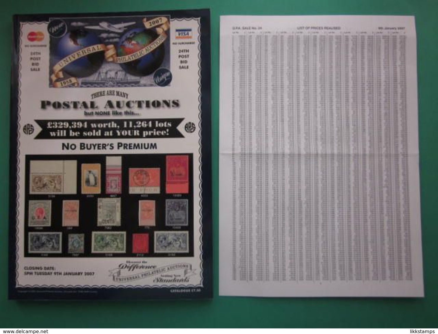 UNIVERSAL PHILATELIC AUCTIONS CATALOGUE FOR SALE No.24 On 9th JANUARY 2007 #L0180 - Catalogi Van Veilinghuizen