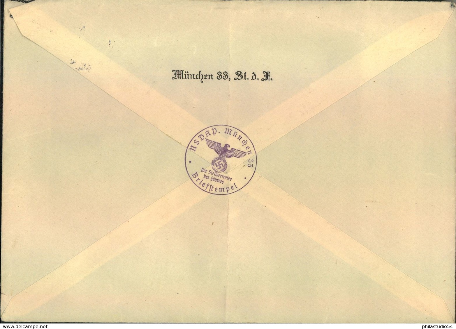 1938, "NSDAP Der Stellvertreter Des Führers München 33" Auf Fensterumschlag Mit 24 Pfg. Parteidienstmarke - Machines à Affranchir (EMA)