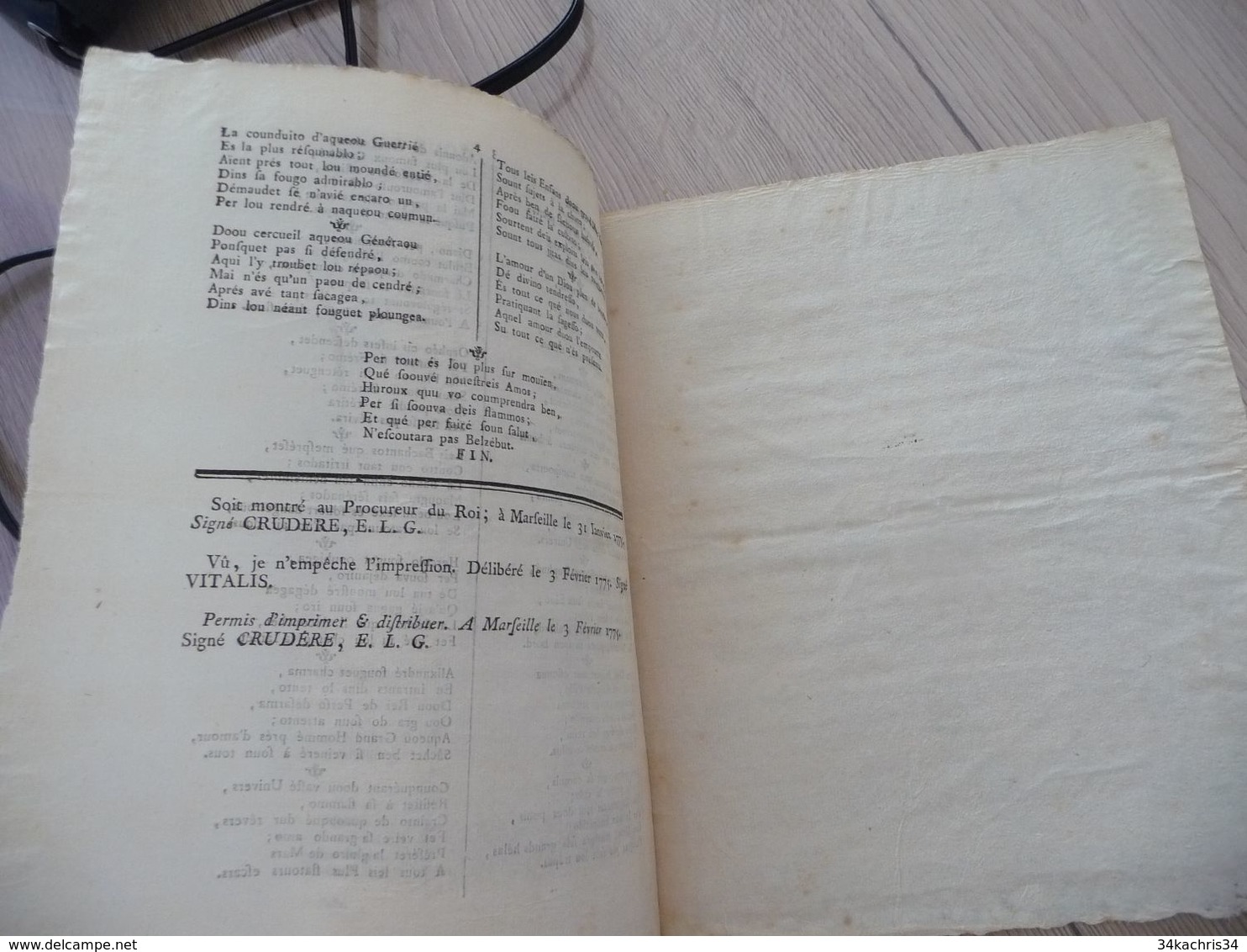 Occitan Provençal A Messiés Leis Mairé , Eccévins Et Assessour De La Brillanto Villo De Marsilio Marseille 1775 - Historical Documents