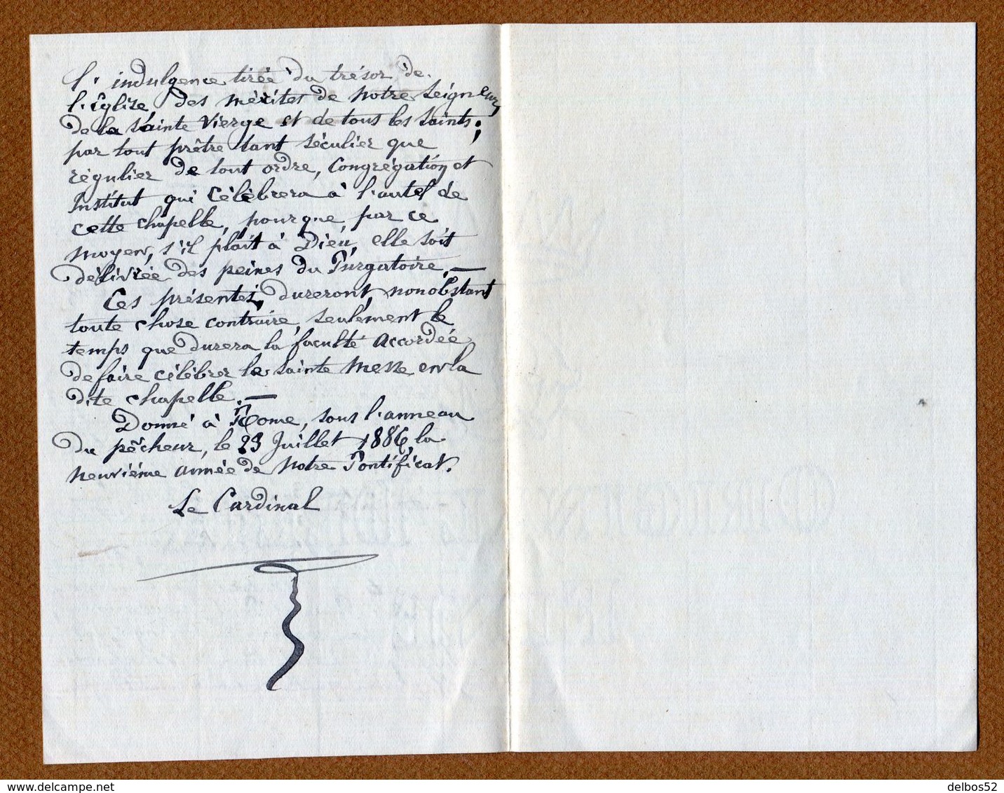 Lettre Autographe D'un CARDINAL (Château De Marcoussis ) 1886 (Généalogie Famille PUYSEGUR) - Other & Unclassified