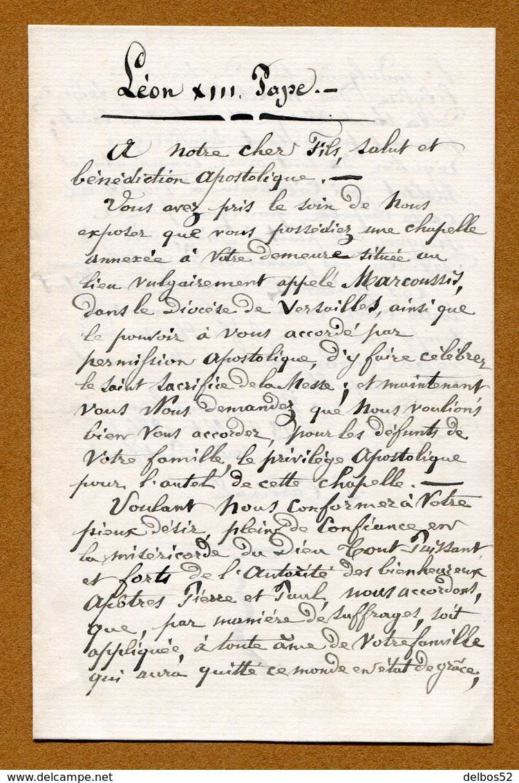 Lettre Autographe D'un CARDINAL (Château De Marcoussis ) 1886 (Généalogie Famille PUYSEGUR) - Other & Unclassified