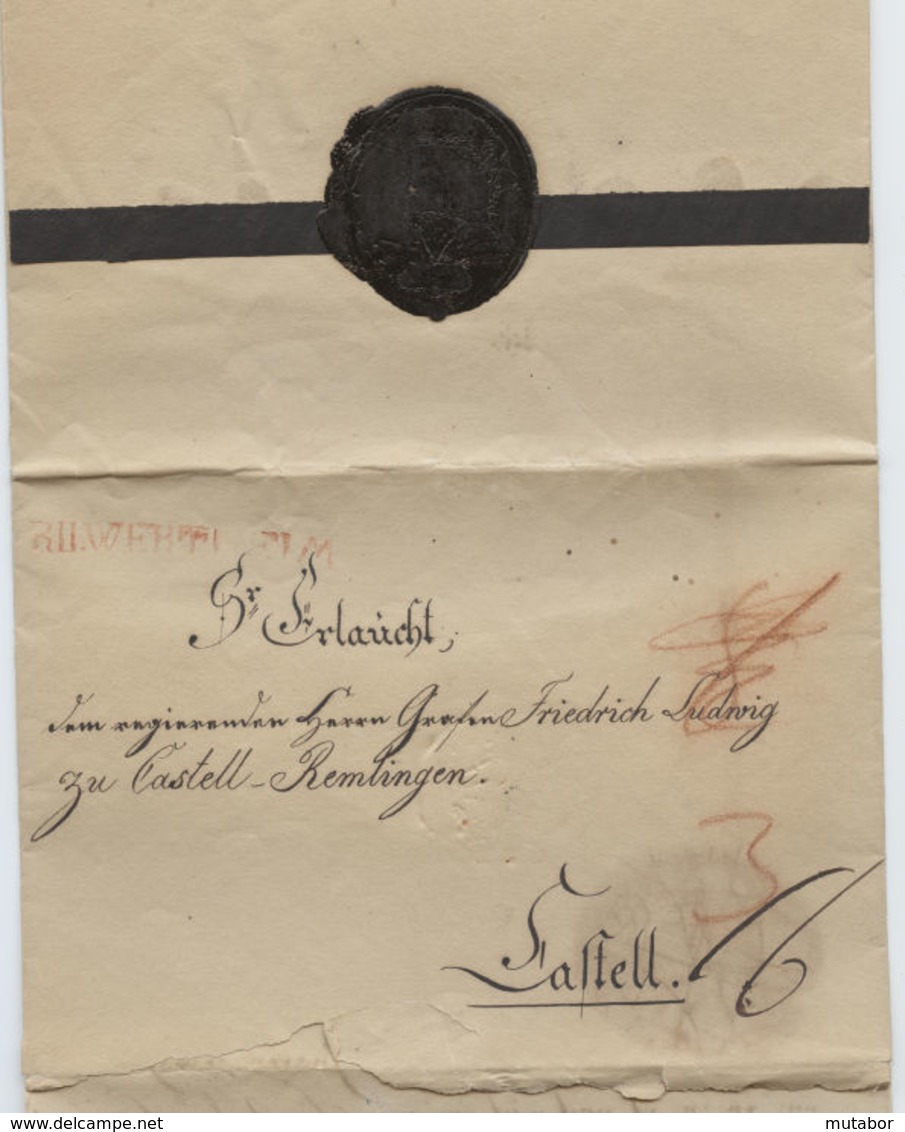 1824 WERTHEIM Trauerbrief An Graf Eitel-Ferdinand Von Fugger-Glött In Castell - Other & Unclassified