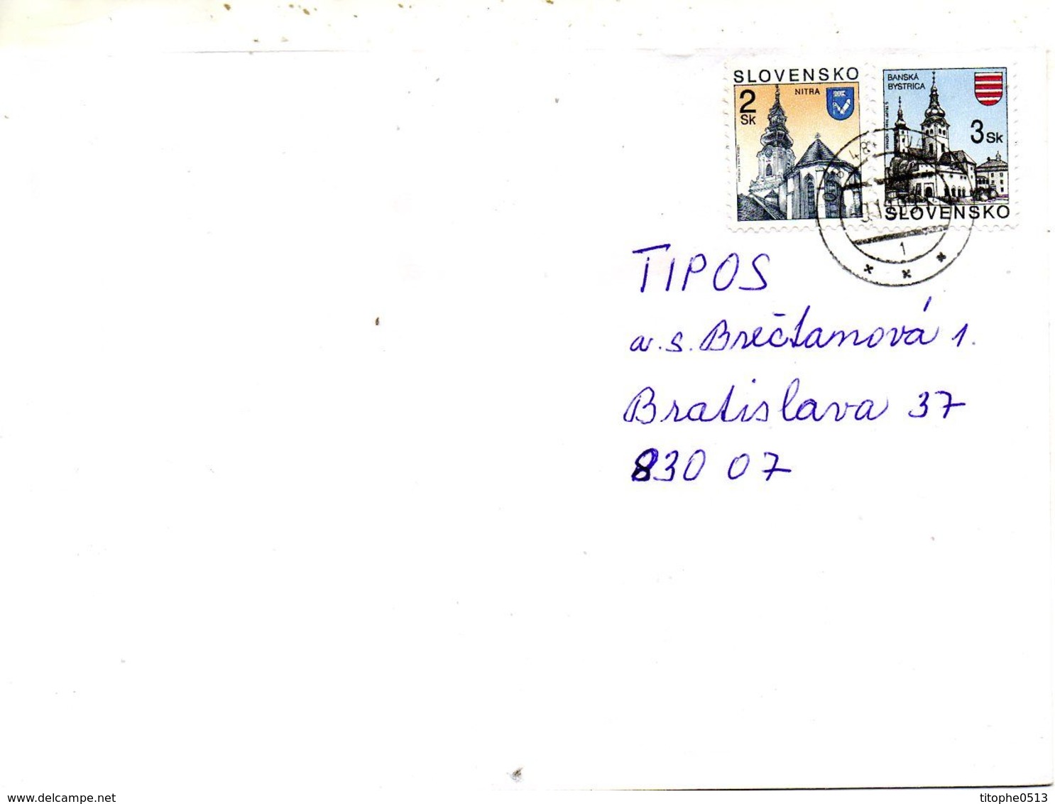 SLOVAQUIE. N°170 De 1994 & N°184 De 1995 Sur Enveloppe Ayant Circulé. Villes De Slovaquie. - Cartas & Documentos