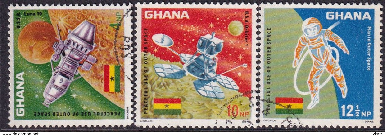 GHANA 1967 SG 479-81 Compl.set Used Peaceful Use Of Outer Space - Ghana (1957-...)