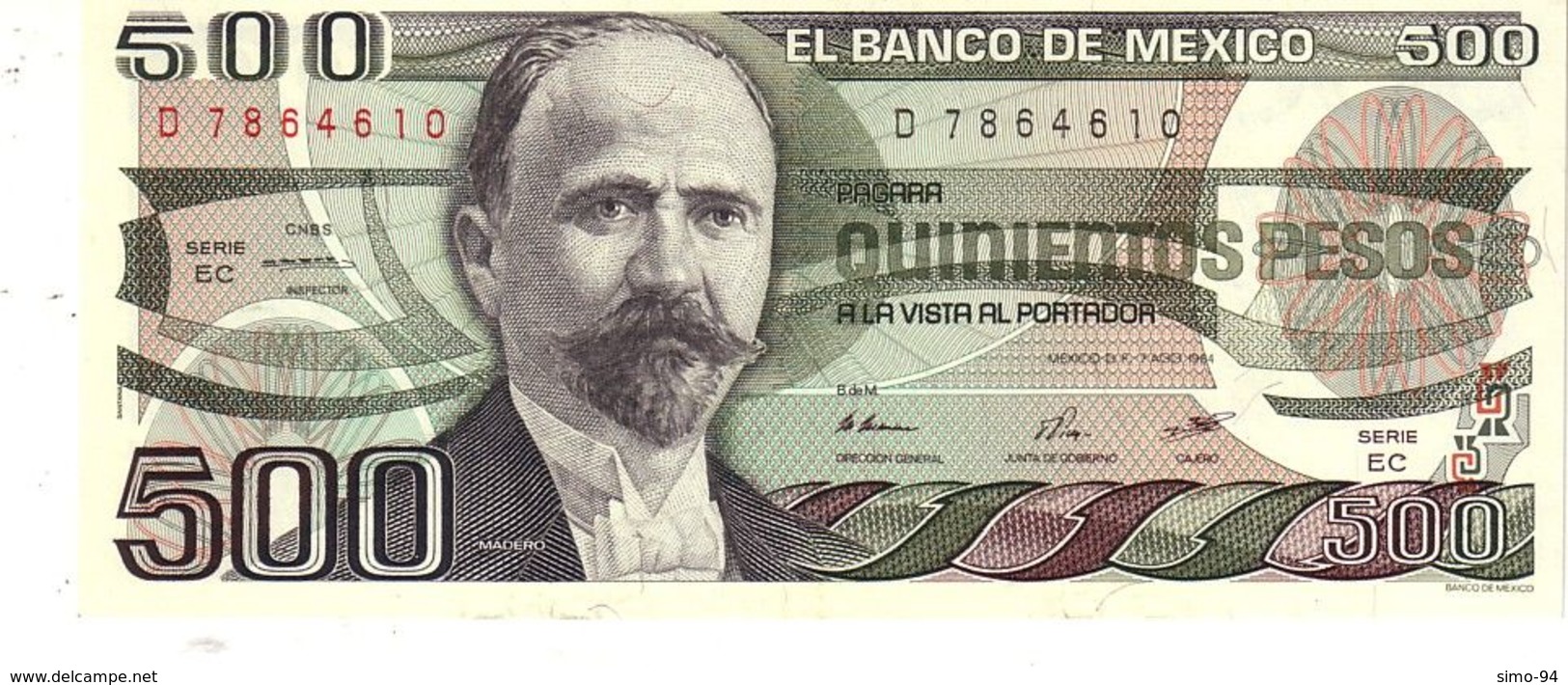 Mexico P.79b 500 Pesos 1984  Unc - Mexiko