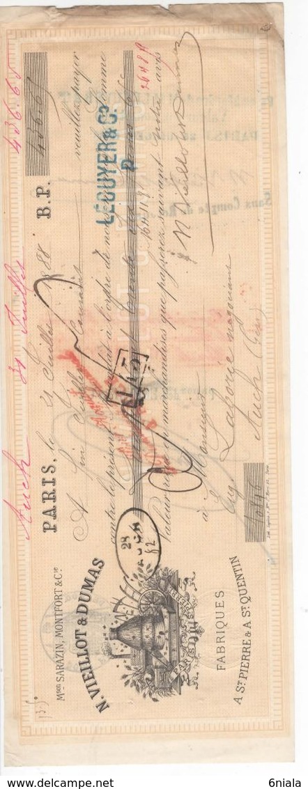 660 Lettre De Change N.VIEILLOT  Et  DUMAS Paris  Fabrique St Pierre Et St Quentin,  Faux, Fourche, Houe, Abeilles ? - Wechsel