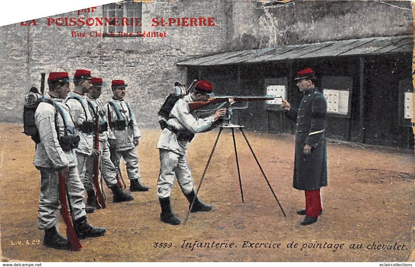 Thème Sport Tir  :      Militaria    Exercice  De Pointage Au Chevalet    (voir Scan) - Shooting (Weapons)