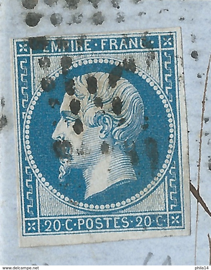 N° 14 BLEU NAPOLEON SUR LETTRE / PARIS J POUR BERLAIMONT / 23 AVRIL 1861 - 1849-1876: Période Classique