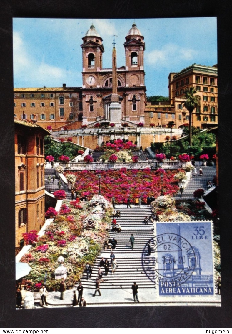 Vatican, Uncirculated And Stamped Postcard, Maximum Card, « Spain's Square And The Trinità Dei Monti », 1964 - Vaticaanstad