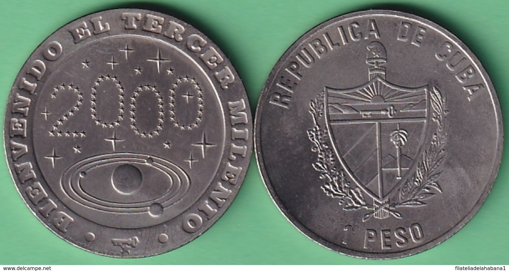 2000-MN-203 CUBA UNC 1$ CUPRO-NICKEL 2000. BIENVENIDO AL NUEVO MILENIO GLOBO GLOBE. - Cuba